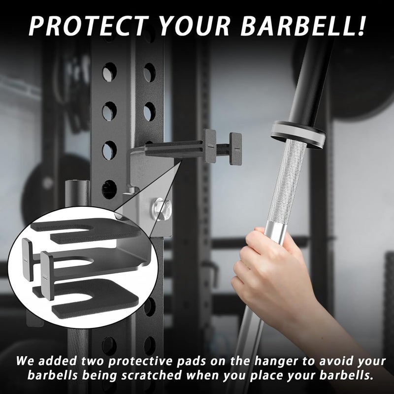 Lights Mountain Rack-Mounted Olympic Barbell Holder for 2x2 & 2x3 Power Racks, No Drilling Required – Heavy-Duty Steel Storage with Protective Padding, Space-Saving Gym Equipment - Image 5